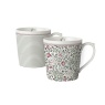 Laura Ashley Wild Clematis Flowers & Stripes Set of 2 Mugs
