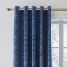 Catherine Lansfield Signature Art Deco Pearl Lined Eyelet Curtains 66x72- Navy Blue