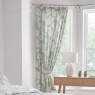 Dreams & Drapes Design Chrysanthemum Pencil Pleat Curtains With Tie-Backs 66 x 72 - Green