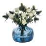 Dartington Cushion Vase Ink Blue Medium Filled with Flowers