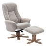 Side view of Leon Chair & Stool set in Sand Fabric