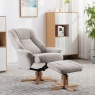 Leon Swivel Chair And Stool Set In Sand Fabric