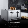 Tower T20086GRY Sera 4 Slice Toaster - Grey Smoked