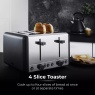 Tower T20086BLK Sera 4 Slice Toaster - Black Smoked