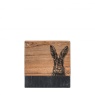 Downtown Hare Coasters Set of 4 - Wood & Black Marble