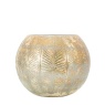 Downtown Hornbeam Antiqued Candle Holder - White/Gold
