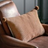 Downtown Moss Stitch PomPom Filled Cushion - Tan