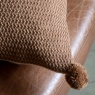 Downtown Moss Stitch PomPom Filled Cushion - Tan