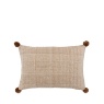 Downtown Moss Stitch PomPom Filled Cushion - Tan