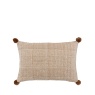 Downtown Moss Stitch PomPom Filled Cushion - Tan