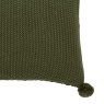 Downtown Moss Stitch PomPom Filled Cushion - Olive