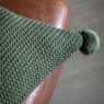 Downtown Moss Stitch PomPom Filled Cushion - Olive