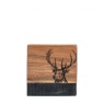 Downtown Stag Coasters Set of 4 - Wood & Black Marble