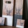 Downtown Stag Coasters Set of 4 - Wood & White Marble