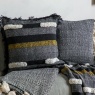 Downtown Tufted Blocks Filled Cushion with Fringe - Black/Grey