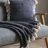 Downtown Woven Throw with Tassels 130x170cm - Black/Cream