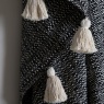 Downtown Woven Throw with Tassels 130x170cm - Black/Cream