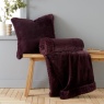 Catherine Lansfield Velvet & Faux Fur Throw 150x200cm - Plum