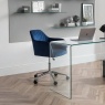 Julian Bowen Kahlo Velvet Swivel Office Chair - Blue/Chrome