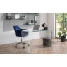 Julian Bowen Kahlo Velvet Swivel Office Chair - Blue/Chrome