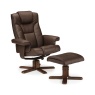 Julian Bowen Malmo Swivel Recliner & Stool Brown