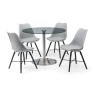 Julian Bowen Milan Round Glass Brushed Steel Pedestal Table