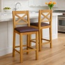 Global Home Ascot Rustic Oak Bar Stool With Seat Pad