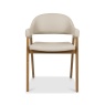 Brandon Rustic Oak Upholstered Arm Chair - Ivory Bonded Leather