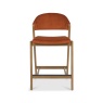 Brandon Rustic Oak Upholstered Bar Stool - Rust Velvet