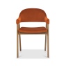Brandon Rustic Oak Upholstered Arm Chair Pair - Rust Velvet