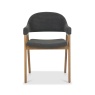 Brandon Rustic Oak Upholstered Arm Chair Pair - Dark Grey Fabric