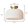 BHS Binita Glass Ribbed Flush Light - Opal & Brass