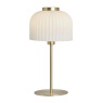 BHS Binita Glass Ribbed Table Lamp - Opal & Brass