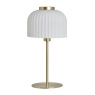 BHS Binita Glass Ribbed Table Lamp - Opal & Brass