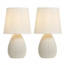 BHS Freya Teardrop Ceramic Table Lamp Pack Of 2 - Cream