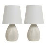 BHS Freya Teardrop Ceramic Table Lamp Pack Of 2 - Cream