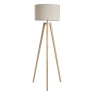 BHS Keeley Wooden Tripod Floor Lamp - Oak / Natural