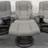 Stressless Stressless Mayfair Classic Leather Chair & Footstool (M) - Paloma Silver Grey/Grey Wood