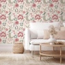 Esselle Home Fable Trail Wallpaper - Linen/Raspberry/Green