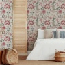 Esselle Home Fable Trail Wallpaper - Linen/Raspberry/Green