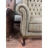 Wood Bros Wood Bros Watton Armchair - Herringbone Moss Fabric, Veneto Rust Piping & Light Oak Legs