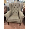 Wood Bros Wood Bros Watton Armchair - Herringbone Moss Fabric, Veneto Rust Piping & Light Oak Legs