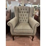 Wood Bros Wood Bros Watton Armchair - Herringbone Moss Fabric, Veneto Rust Piping & Light Oak Legs