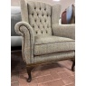 Wood Bros Wood Bros Watton Armchair - Herringbone Moss Fabric, Veneto Rust Piping & Light Oak Legs