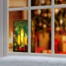 Premier Lit Candles & Holly Stained Glass - 21cm