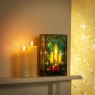Premier Lit Candles & Holly Stained Glass - 21cm