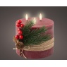 Lumineo LED Triple Wick Candle 15cm - Oxblood
