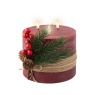 Lumineo LED Triple Wick Candle 15cm - Oxblood