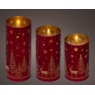 Lumineo Set Of 3 LED Candles - Red