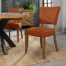 Bentley Designs Winnipeg Rustic Oak Dining Chair Pair With Diamond Stitched Seat/Back